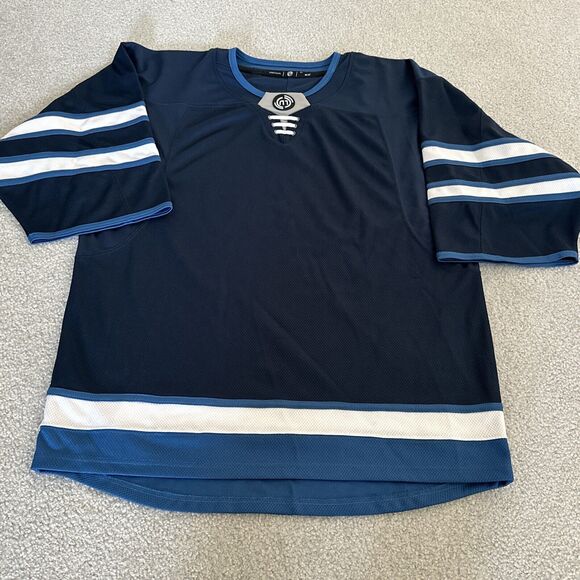Winnipeg Jets Colors Blank Monkey Hockey Jersey Adult Size GC Goal Cut Blue - Picture 1 of 9